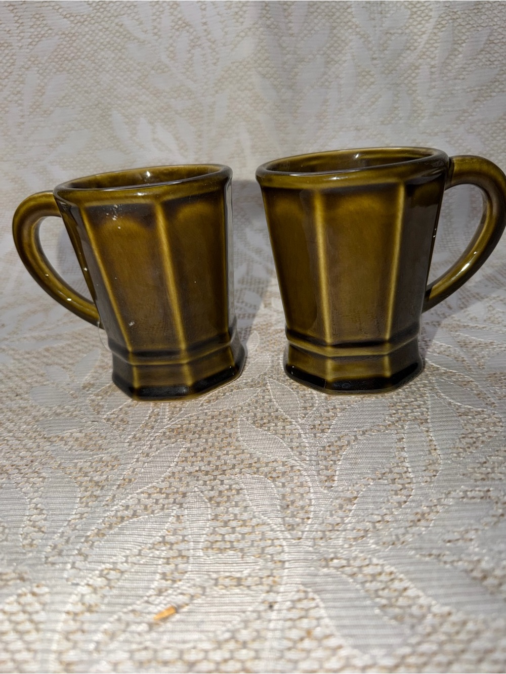 Pfaltzgraff Heritage Vintage Ceramic Olive Green Coffee Mugs - Set of 2